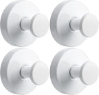 Suction Cup Hooks for Shower No-Drill Bathroom Hooks for Towels, Robes, Loofah Mountable on Bathroom Walls, Kitchen, Glass, Mirrors, Tile and Smooth,Non-Porous Surfaces (4, White)