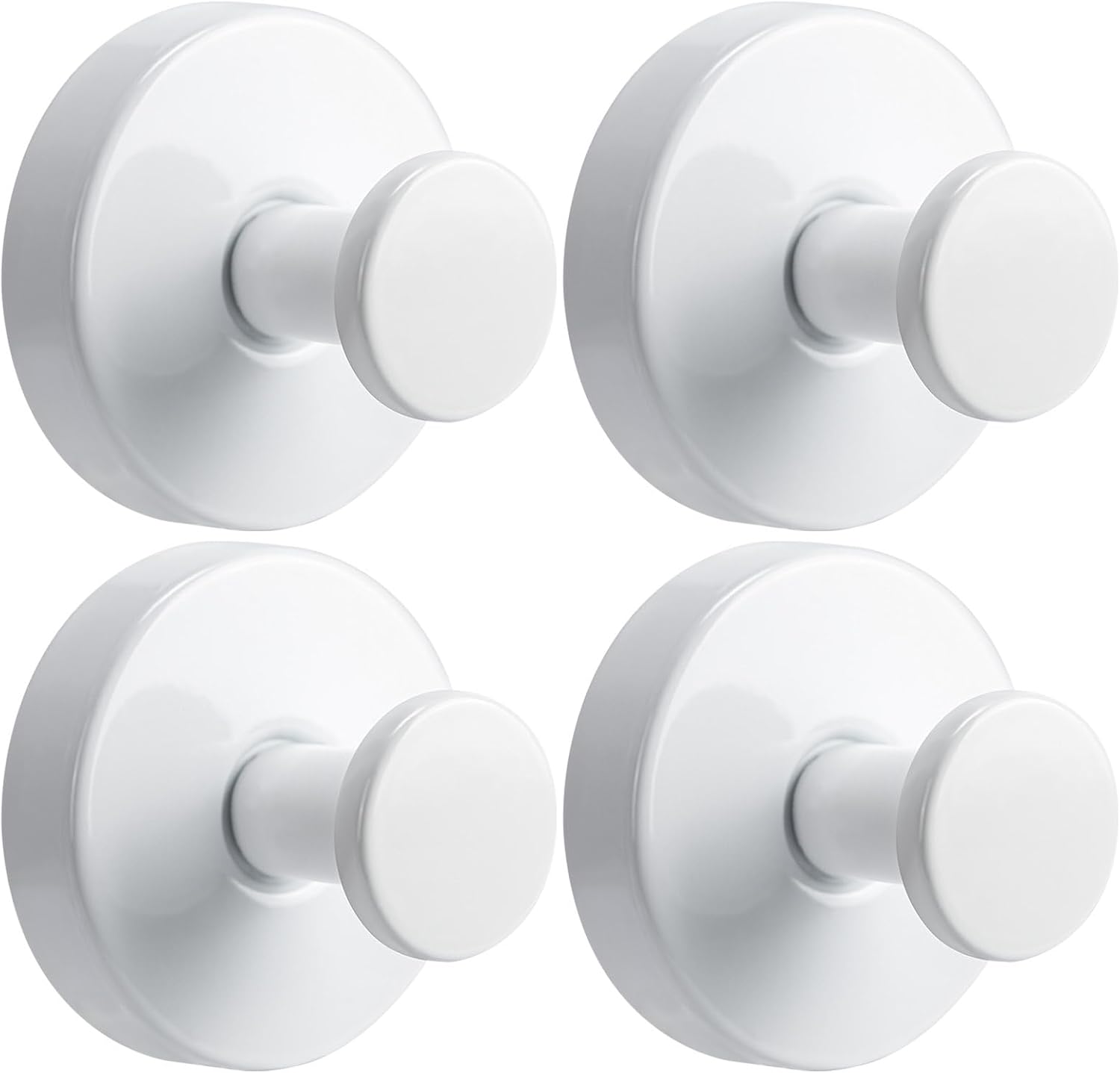 Suction Cup Hooks for Shower No-Drill Bathroom Hooks for Towels, Robes, Loofah Mountable on Bathroom Walls, Kitchen, Glass, Mirrors, Tile and Smooth,Non-Porous Surfaces (4, White)