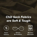 Chill Sack Bean Bag Chair - 5' Giant Memory Foam Lounge Chair with Soft Microfiber Cover – Cozy Furniture for Living Room, Dorm, & Kids' Rooms – Comfortable 5 Ft, Microsuede Lounge Sofa, Olive