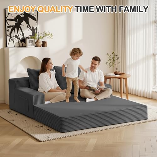 Erament Convertible Sofa Bed, Loveseat Folding Floor Futon Sleeper Sofa Couch...