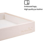 SANQIANWAN Leather Jewelry Organizer Trays Velvet Liner Storage Drawer Display Case Stackable Trays for Necklace,Rings and Earring (Pearl4)