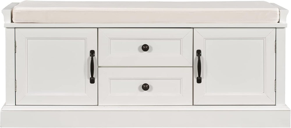 GDFStudio Jasd 42.50" Storage Bench with 2 Drawers and 2 Cabinets, Shoe ...