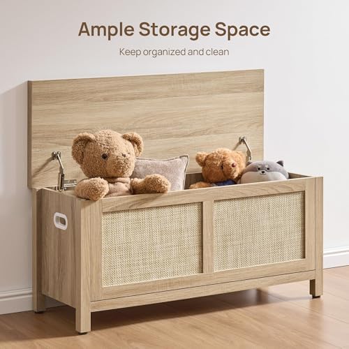 SICOTAS Rattan Storage Chest 39.4" Storage Bench for Bedroom | Modern Bo...