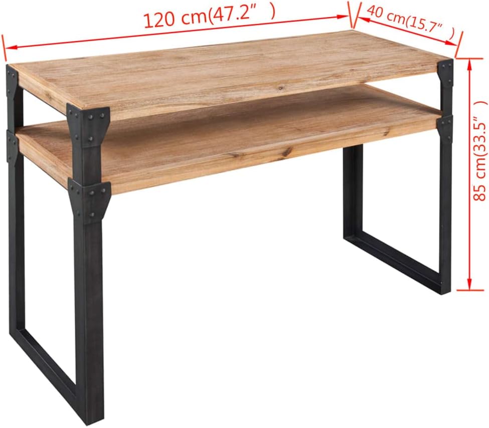 Rustic Brown Black Console Table for Living Room, Compact Side Table 15.7 Inc...