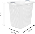 (2-Pack), 2.5 Bushel Plastic Dirty Laundry Basket, White, With two Handles.Ideal for Families, Apartments, and Dormitory Rooms。
