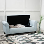 Elegant Fabric Storage Ottoman Bench with Button-Tufted Diamond Stitching and Rolled Arms for Living Room or Bedroom (Wheat + Fabric)