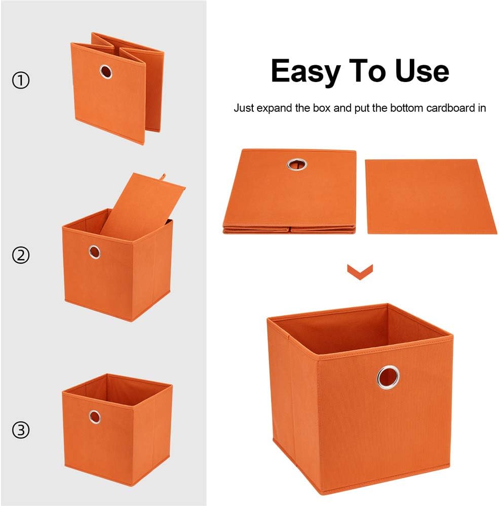 Orange Storage Cubes Bins 11x11x11 Cubicle Cubes Organizer Baskets Fabric Storage Drawers Foldable Cubes Storage Boxes Collapsible Cubes Inserts Storage for Closet Organizer Shelves ,QY-SC20-3