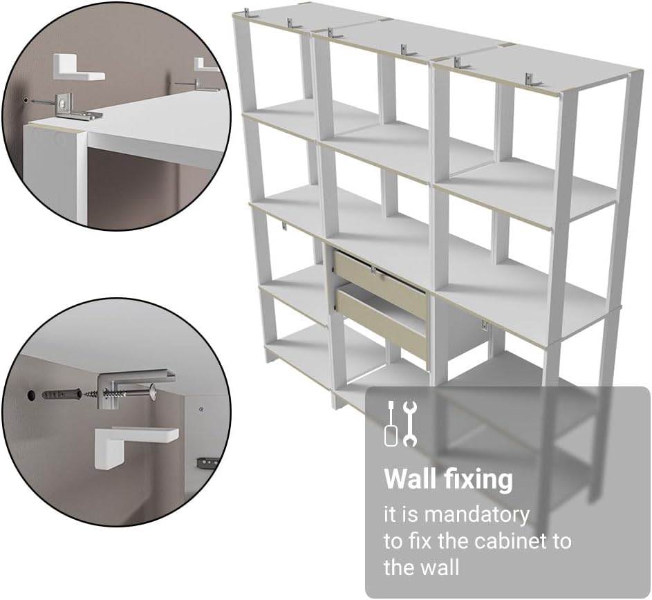 Madesa Kitchen Pantry Storage Rack with 2 Drawers and Open Shelves 74" L...