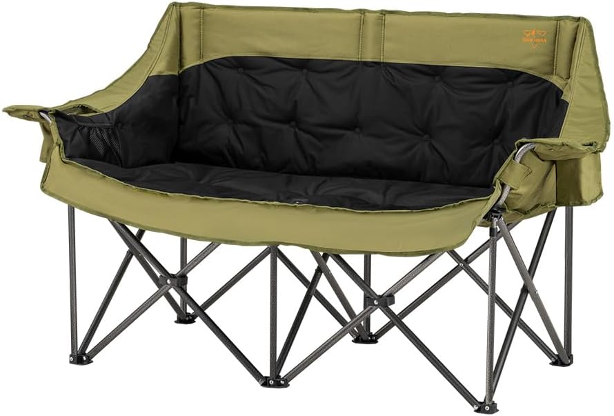 SAN HIMA Double Camping Chair for 2 Person, 650 LBS Heavy Duty Folding Lovese...