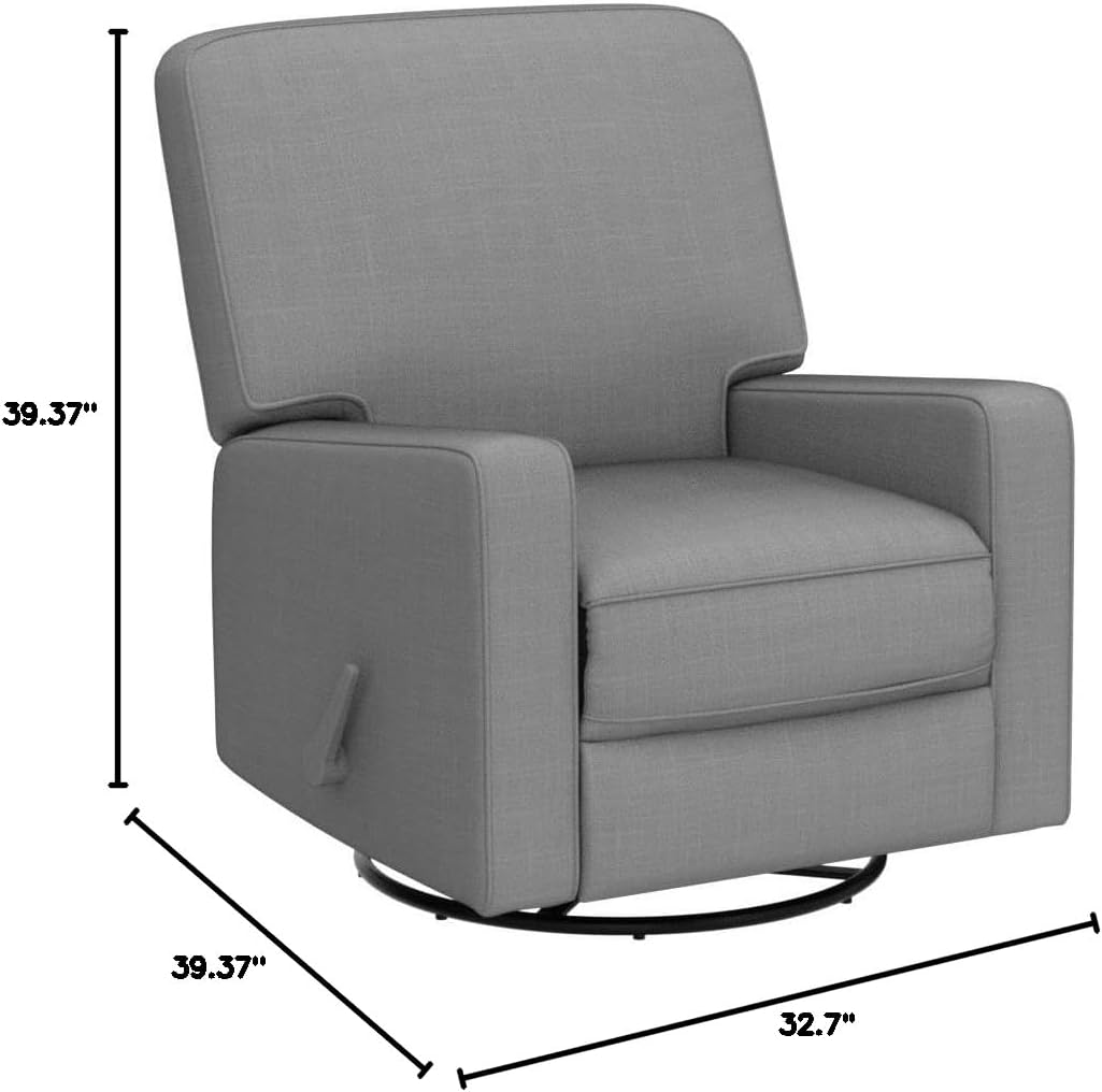 Harkawon Swivel Rocker Recliner Chair, Glider Rocker Recliner, Rocking Chair Nursery, Fabric Chair with High Back, Deep Seat, for Living Room, Bedroom (Dark Grey)