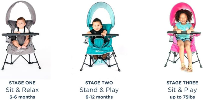 Baby Delight Go with Me Venture Portable Chair Bundle with Canopy, Snack Tray | for Indoor & Outdoor Use | Adjustable Pink & Green Styles | Fits Children up to 8 Years Old