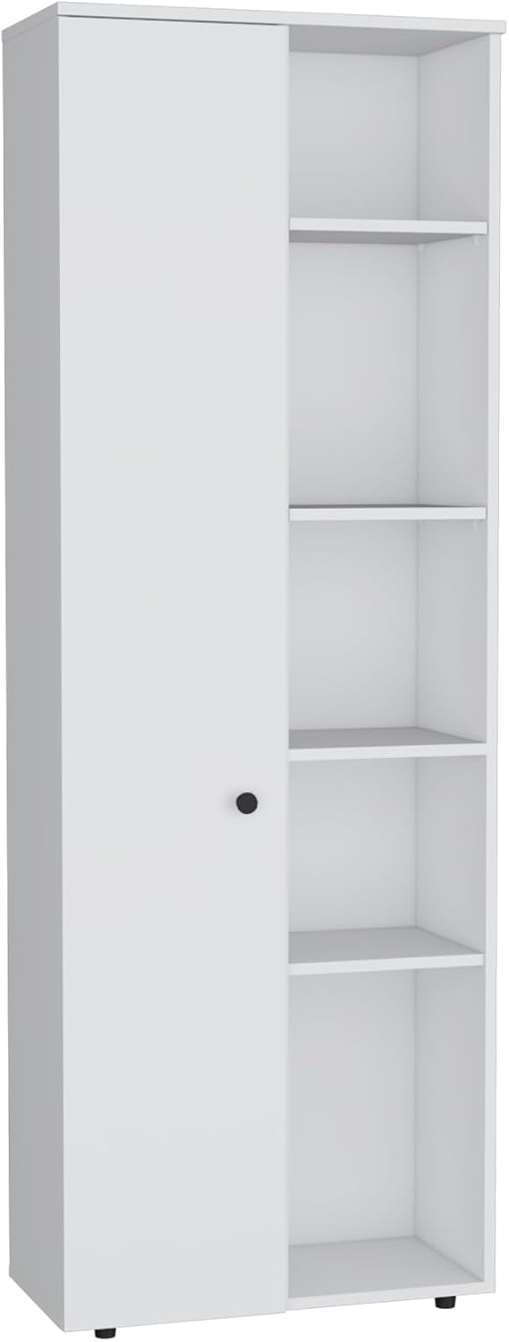 Pantry Storage Cabinet with Five Interior and Exterior Shelves, Kitchen Sideb...