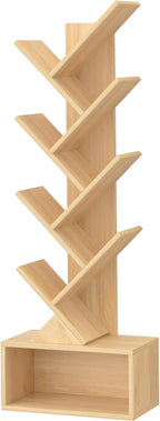 9 Tier Tree Bookshelf,Christmas Green Bookcase for Narrow Space, Storage Organizer Floor Standing Bookshelves for Books, Tall Book Case for Home Office, Living Room, Bedroom