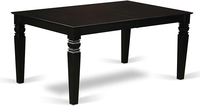 East West Furniture LGVA7-BLK-C 7 Piece Modern Dining Table Set Consist of a Rectangle Wooden Table with Butterfly Leaf and 6 Linen Fabric Kitchen Dining Chairs, 42x84 Inch, Black