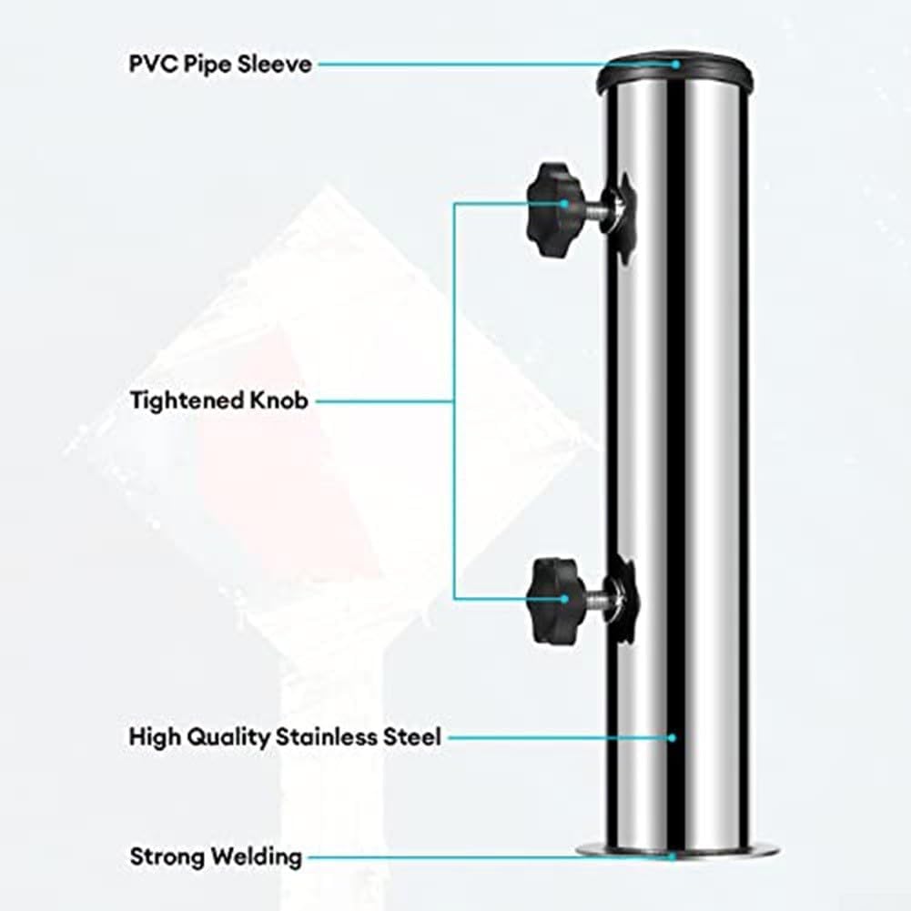 Granite Based Umbrella Stand for Outdoor Stability, Featuring Adjustable PVC Sleeves for Secure Fit