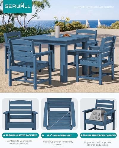 SERWALL HDPE Outdoor Square Dining Set for 4
