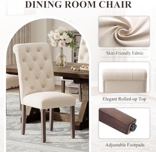MALOL Upholstered Tufted Dining Room Chairs Set of 2, Parsons Kitchen Chairs ...