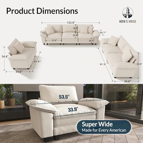 HERA'S HOUSE 3 Pieces Modular Sectional Couch Set with Armchair Loveseat ...