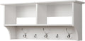 Prepac 36" Contemporary Wall Mounted Coat Rack, Coat Hooks Wall Mount with 2 Shelves, Ideal for Hallway or Entryway Storage Solution, 11.5"D x 36"W x 16.5"H, White