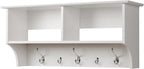 Prepac 36" Contemporary Wall Mounted Coat Rack, Coat Hooks Wall Mount with 2 Shelves, Ideal for Hallway or Entryway Storage Solution, 11.5"D x 36"W x 16.5"H, White
