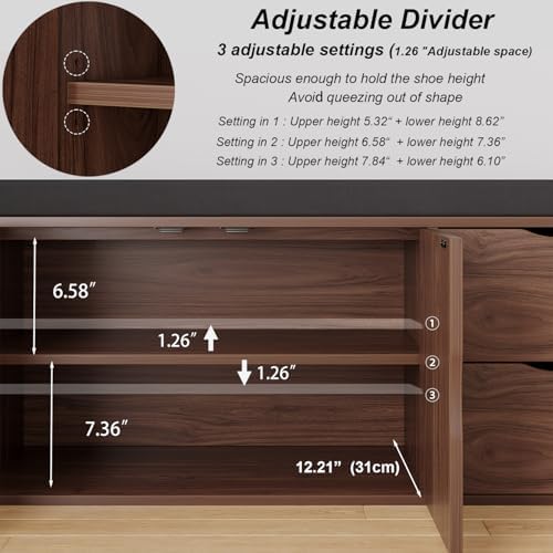 LVB 40” Entryway Bench with Padded Seat Cushion Shoe Bench with 2 Drawers | W...