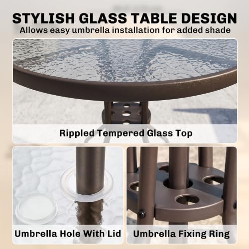 Outsunny 6 Piece Patio Dining Set for 4 with Umbrella, Beige