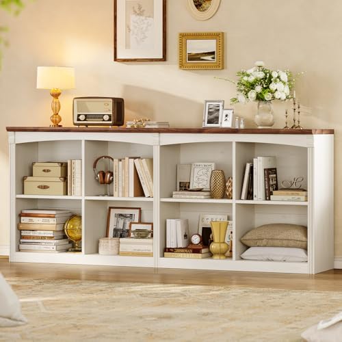 UPOSOJA 63’’ Extra Long 8 Cube Storage Organizer Bookcase,Long Bookshelf, Cub...