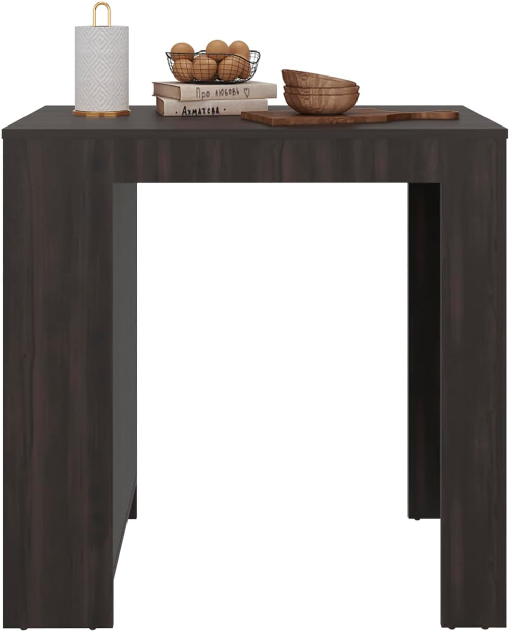 Kitchen Island with Dining Surface and Storage Shelves | Three side shelves f...