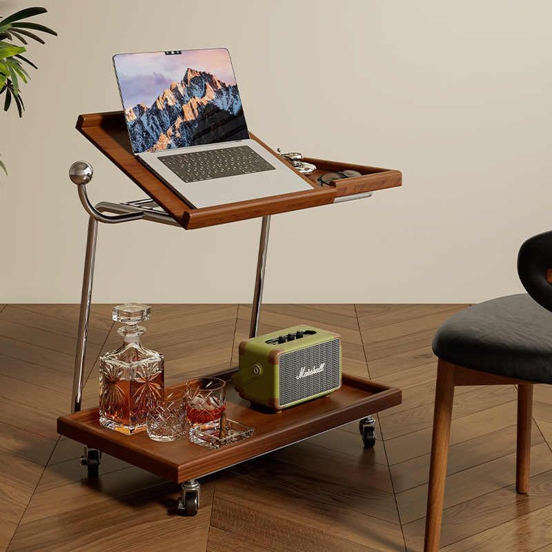 Nordic Solid Wood Movable Flip Top Side Table – Multi-Functional Adjustable R...