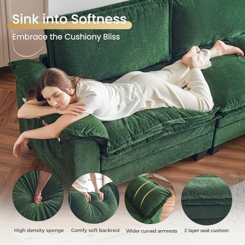 KKL Large V-Shaped Modular Sectional Sofa, 7 Seater Cloud Couch with Ottoman,...