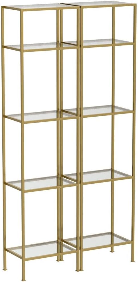 Crosley Furniture Aimee 2-Piece Bookshelf Set with Glass Shelves, Bookcase St...
