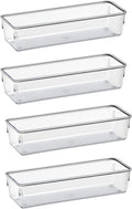 Acrimet Drawer Organizer Modular, Box Tray Storage Bins for Office, Home, Makeup, Kitchen, Junk Drawer ( 4 Pieces) (Clear Crystal Plastic)