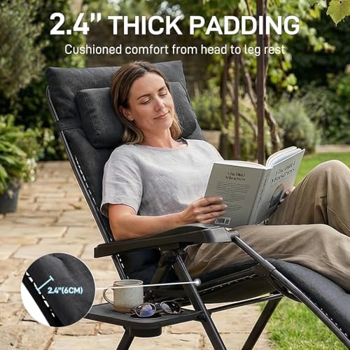 EVER ADVANCED Aluminum Zero Gravity Chair, 2.4" Padded, 350 lb Capacity