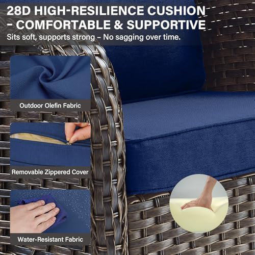 Belord Patio Rocking Chair Wicker Chair, 1 Piece Outdoor Rocking Chair Seatin...