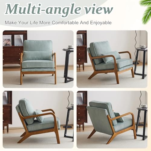 VINGLI Upgraded Premium Corduroy Accent Chair,Upholstered Arm Chair,Solid Woo...