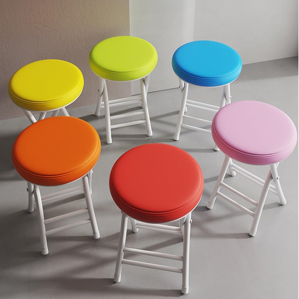 20" Home Folding Stool Collapsible Padded Bar Stool Round Kitchen Stools...