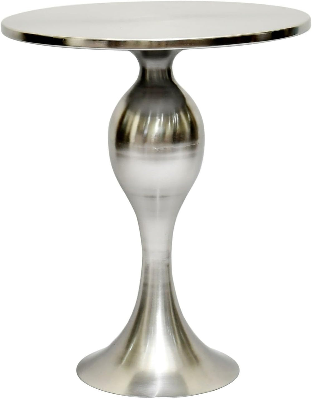 Sculptural Pedestal Polished Nickle Side Table