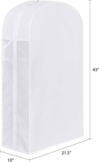 Kntiwiwo 43" Cotton Garment Bag for Hanging Clothes and Storage, Breathable Suit Bags for Closet Storage with 10" Gusseted & Large Clear Window for Suits, Short Dresses, Jackets, Sweaters, 3 Pack