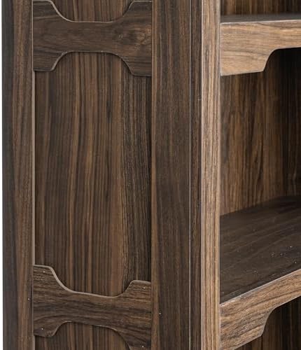 70”Walnut Bookcase Bookshelf, 5-Tier Farmhouse Bookcases with Doors