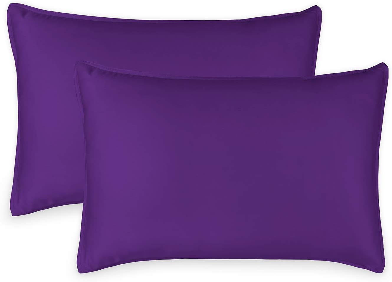 King Pillowcases by Pure Bamboo, Genuine 100% Organic Viscose Derived from Bamboo, Luxuriously Soft & Cooling, Double Stitching, Envelope Closure (2 King Pillowcases, Purple)