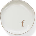 HOME SMILE Initials Ring Dish Jewery Tray with Personalized F-Monogrammed Engagement Wedding Gifts for Friends,Sister,Birthday Christmas Gifts for Women,Ceramic White