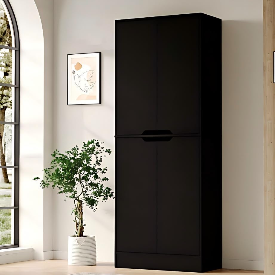Housoul 71" Tall Freestanding Kitchen Pantry Cabinet, 4 Doors Freestandi...