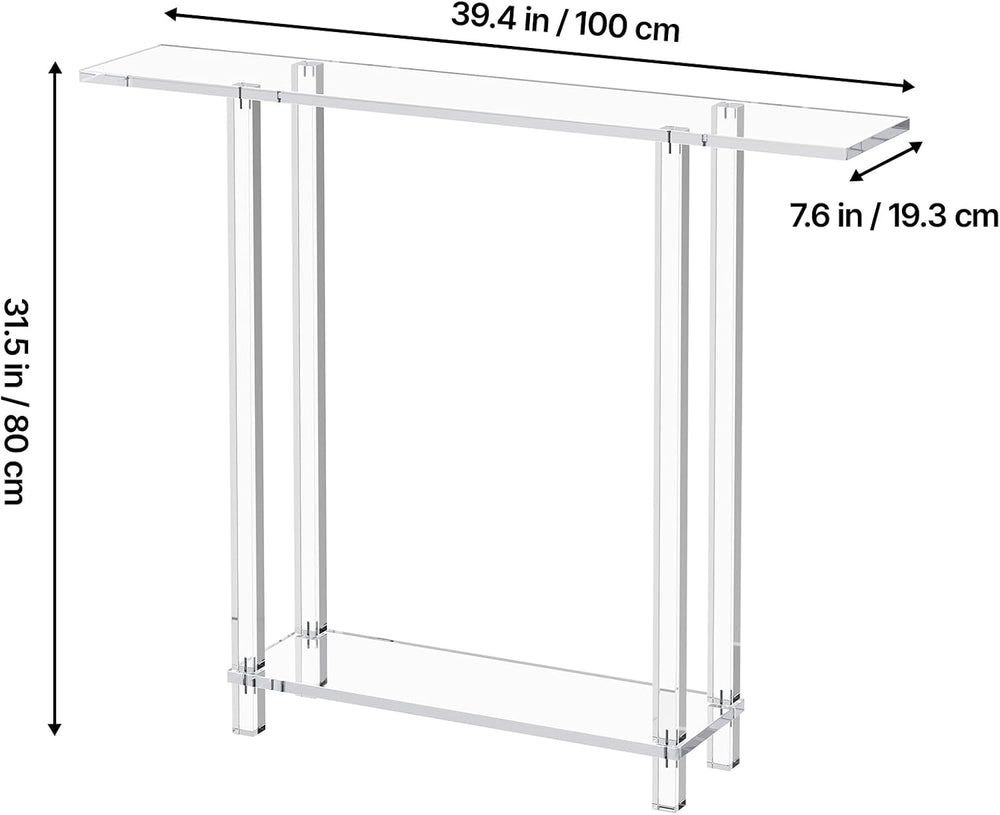VEVOR Acrylic Narrow Console Table for Entryway, Clear Skinny Entry Side Tabl...