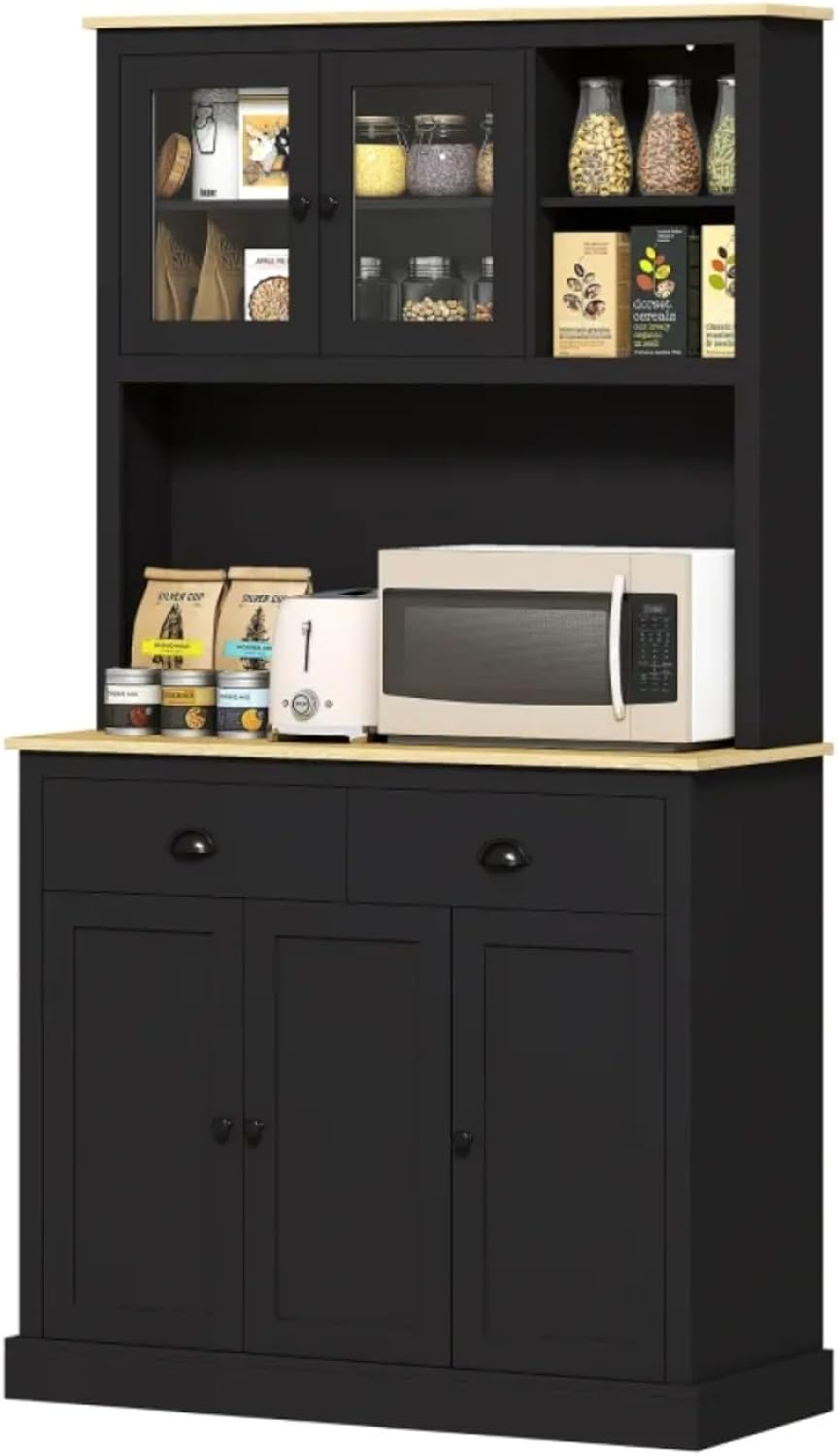 Kitchen Pantry Cabinet Tall Food Pantries w/Drawers&Adjustable Shelves fo...