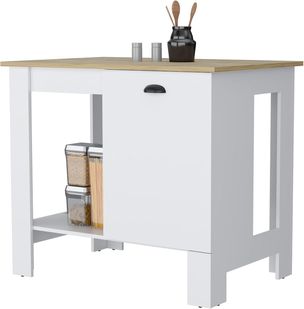 Kitchen Island with Single Door and Lower Open Shelf | Includes single door w...