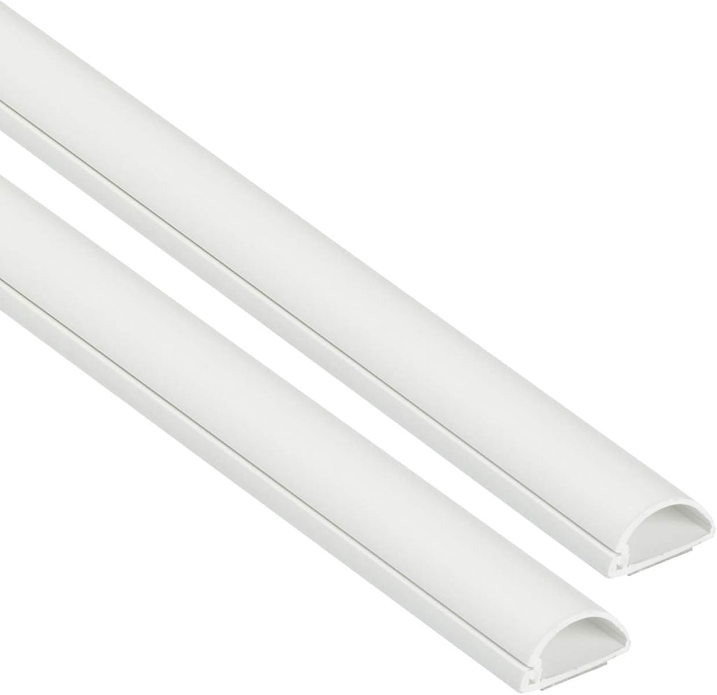 D-Line Half Round Cord Hider, Patented Cable Cover, Hide TV Wall Mount Wires, Raceway for Cords, Decorative Wire Covers, Paintable, Adhesive Cable Concealer, 2X 0.78in W x 0.39in H x 39in L, White