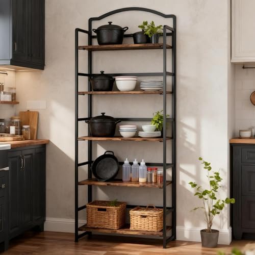 JSB 5 Tier No Assembly Folding Bookshelf, Arched Bookshelf, Foldable Bookcase...