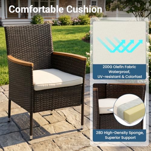 Wisteria Lane Patio Outdoor Table and Chairs Set, Rattan Outdoor Patio Furnit...