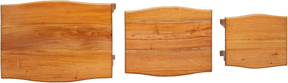 Nesting Side Tables 3 pcs Natural 23.62 x 17.72 x 23.82 in | Solid Mahogany, ...