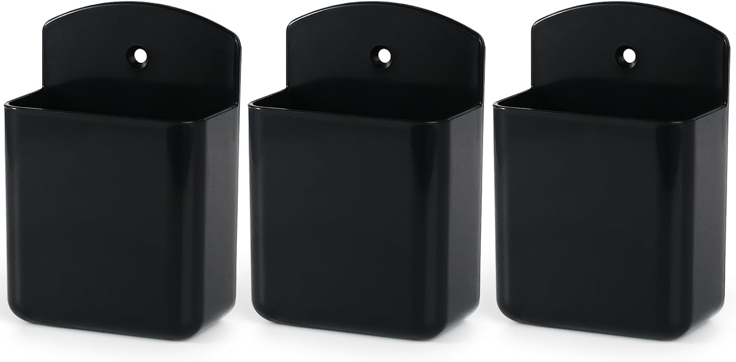 3 Pcs Remote Control Holder Wall TV Remote Holder Self Adhesive Marker Holder Pen Holder Stroage for Home Office School (Black)